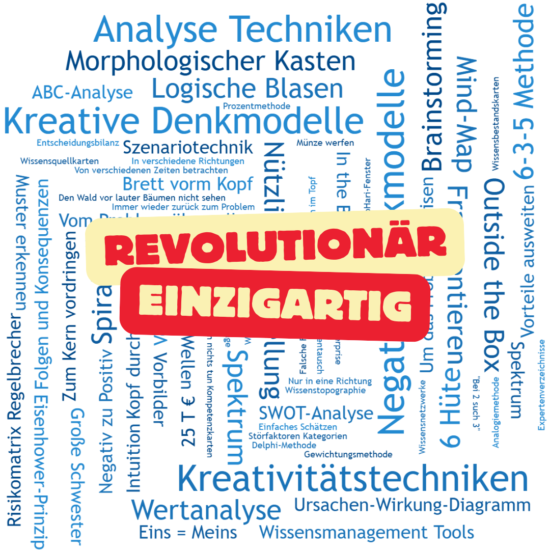 Titelbidl mit allen Tools aus dem Kurs - Revolutionär Einzigartig